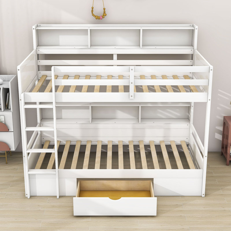 Guidotti Kids Twin Over Twin Bunk Bed with Drawers, White