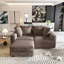 Canapé 102,4 po en velours côtelé 102,4 po, canapé-lit rembourré moderne et confortable, sièges profonds avec coussins moelleux et repose-pieds mobile, fauteuil convertible