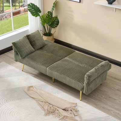 79 Inch Corduroy Sofa Bed, Foldable Double Sofa Bed With Folding Armrests, Suitable For Living Rooms And Small Spaces