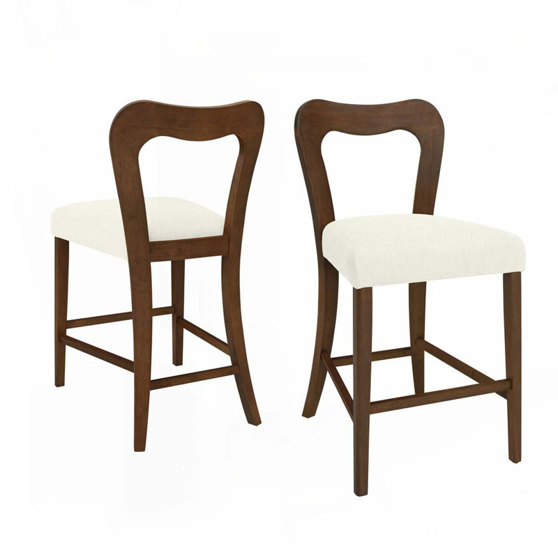 Tabouret de comptoir en bois massif, tabourets de bar, Noyer, Beige
