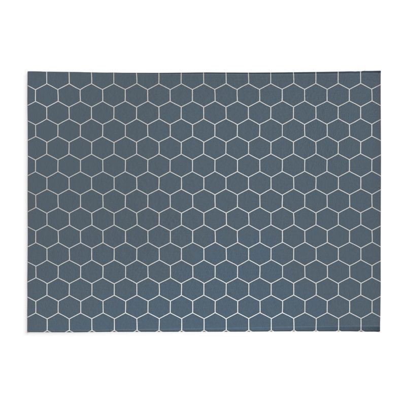Comb Lightweight Non-Slip Kitchen Mat, Blue, Rectangle 2' x 3'