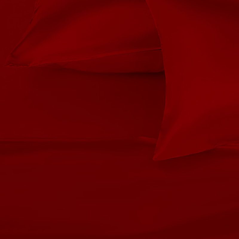 Ensemble de draps en satin de luxe et soyeux 4 pièces Rose Collection - 6 couleurs, Double, Rouge