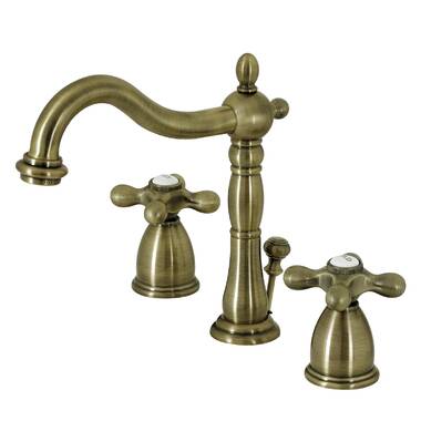 Kingston Brass Heritage Brushed Brass 2-handle Bridge Kitchen Faucet in the  Kitchen Faucets department at