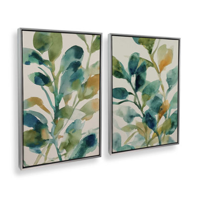 «Verdant Watercolor Bloom», ensemble de 2 impressions