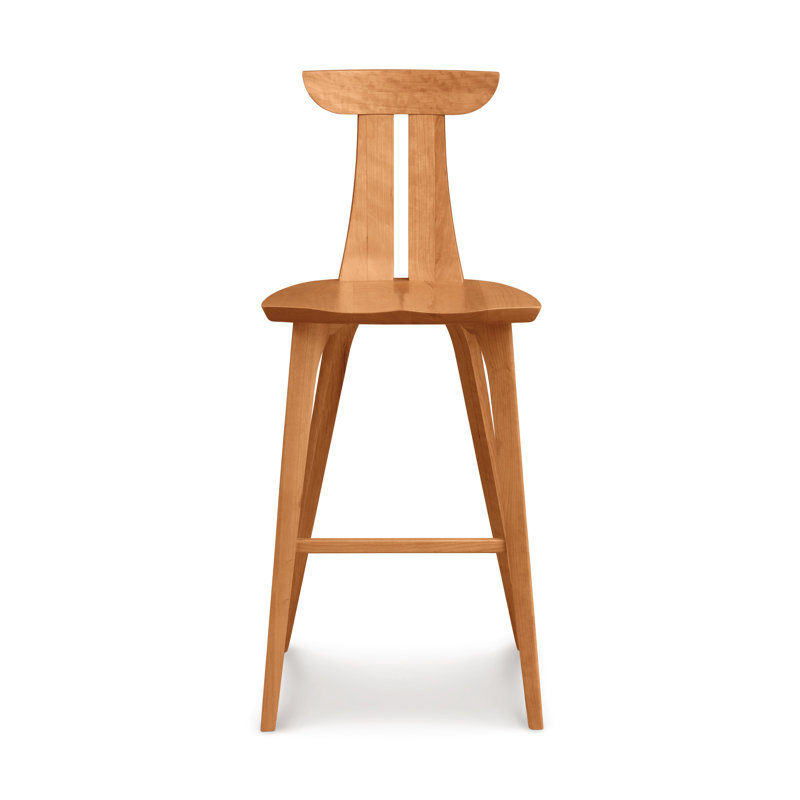 Estelle Solid Wood Stool, Bar Stool (30" Seat Height), Natural Cherry
