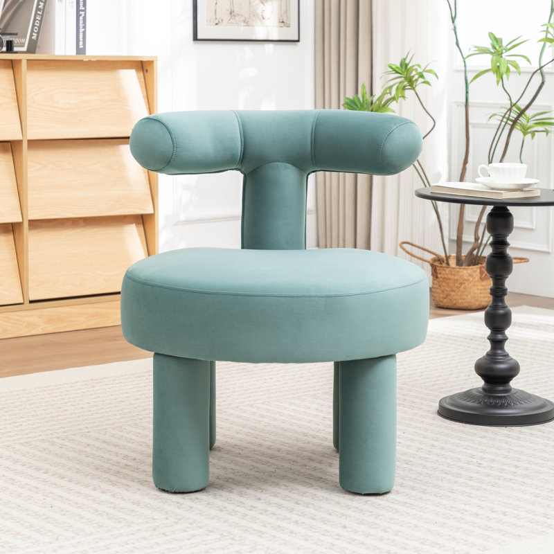 Fauteuil demi-tonneau en velours Bula, Bleu