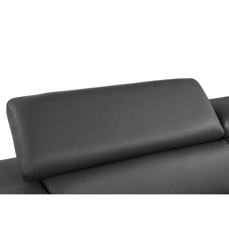 Ensemble de salon 3 pièces en cuir fleur italien, Cuir véritable gris foncé