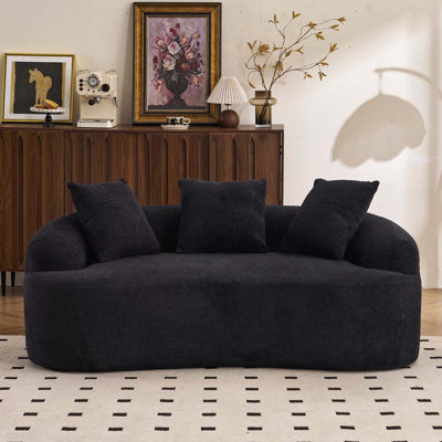 Causeuse courbée en tissu chenille, sans assemblage