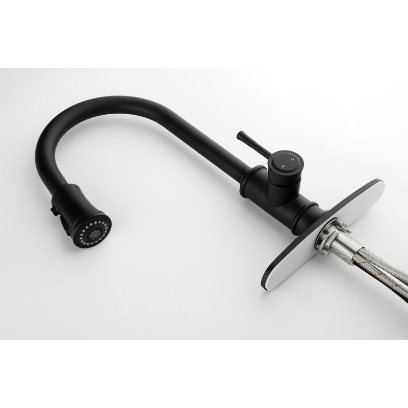 Kitchen Faucet With Pull Out Spray, Matte Black, Stainless Steel, 360 Rotating Nozzle For Easy Water Access, Corrosion & Rust, Single Handle To Control Flow Supply Convenient Supply, Rate
