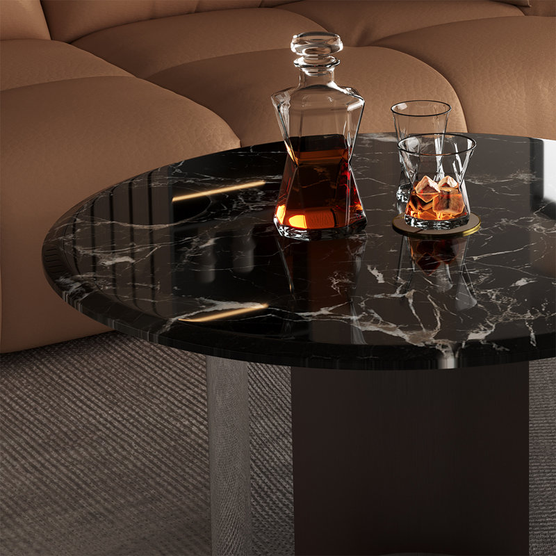 Modern round marble coffee table