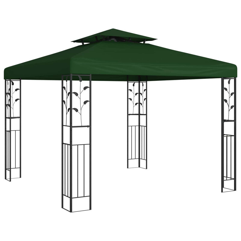 vidaXL Gazebo Polyester and Steel Outdoor Shade Backyard Structure Sunshade, 268m H x 300m W x 300m D, Green