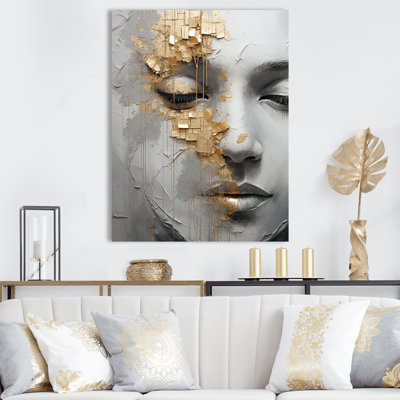 «Woman Meditation Mind III - Woman Abstract», reproduction sur toile encadrée