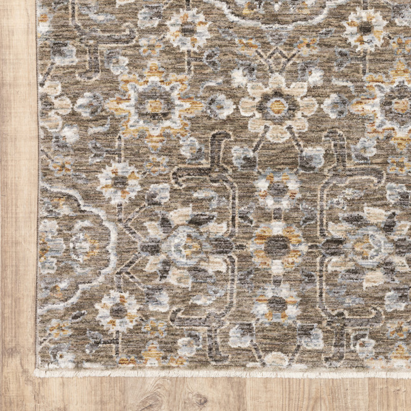 Tapis brun tissé à la machine Milbury, Rectangle 5 pi 3 po x 7 pi 9 po