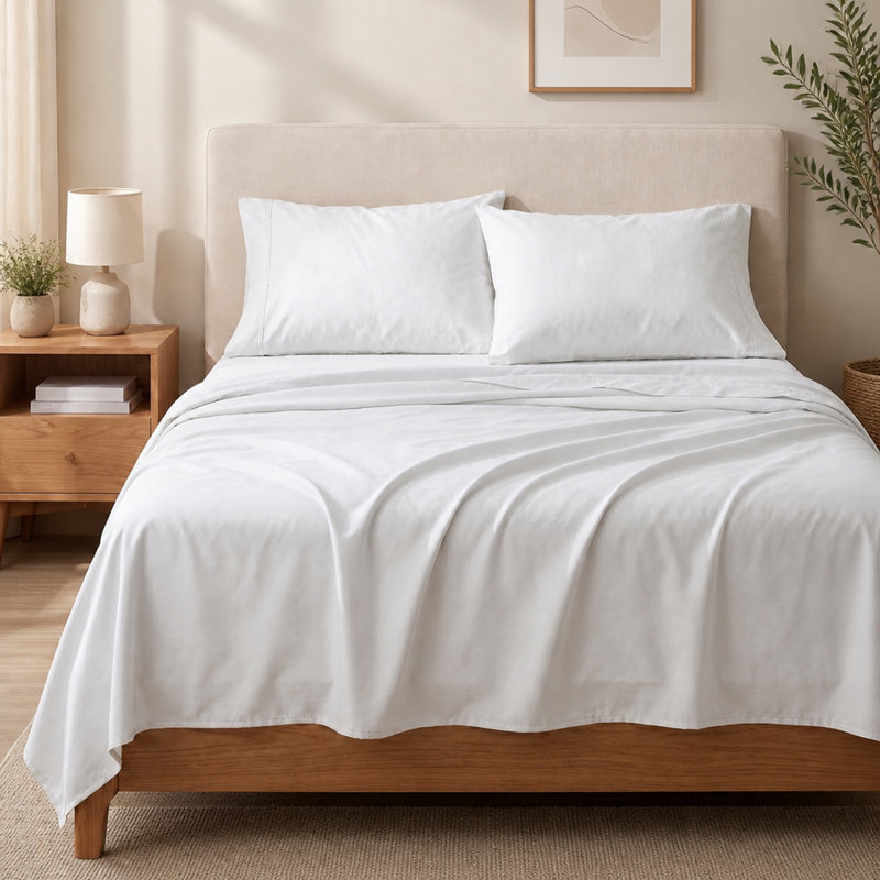 Ensemble de draps en microfibre brossée, California King Sheet Set with 2 Pillowcases, White