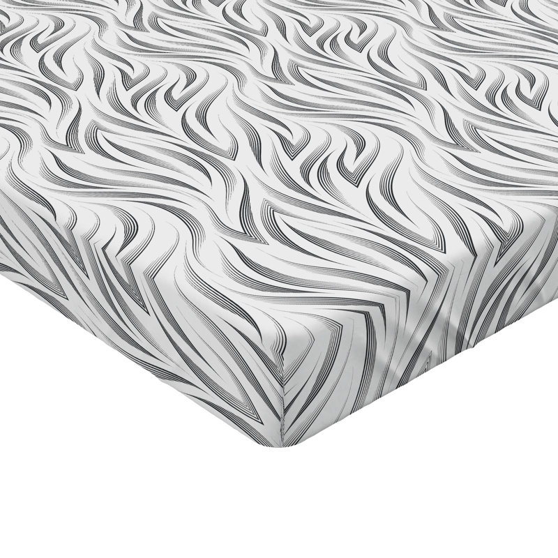 Ambesonne Nature Fitted Sheet Leaves Botanical Style Art, Twin Fitted Sheet, Charcoal Gray/White Abstract