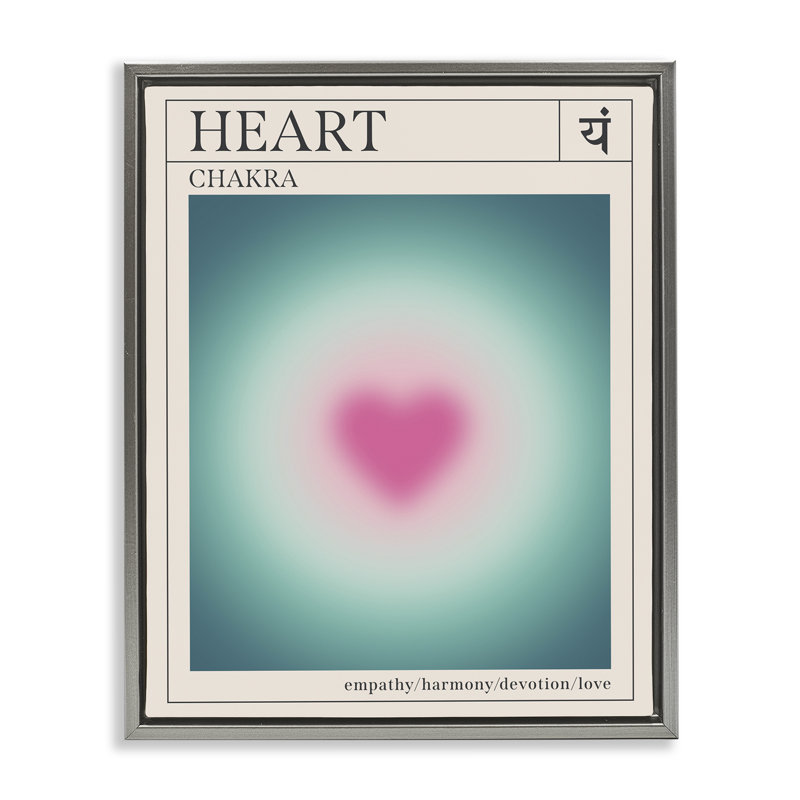 «Heart Chakra Meditation», art mural encadré flottant, Cadre flottant gris lustré, H 21 po x l 17 po