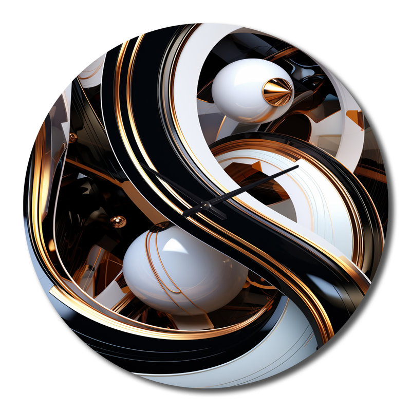 Horloge murale en métal liquide Art Black Spheres II, Grand