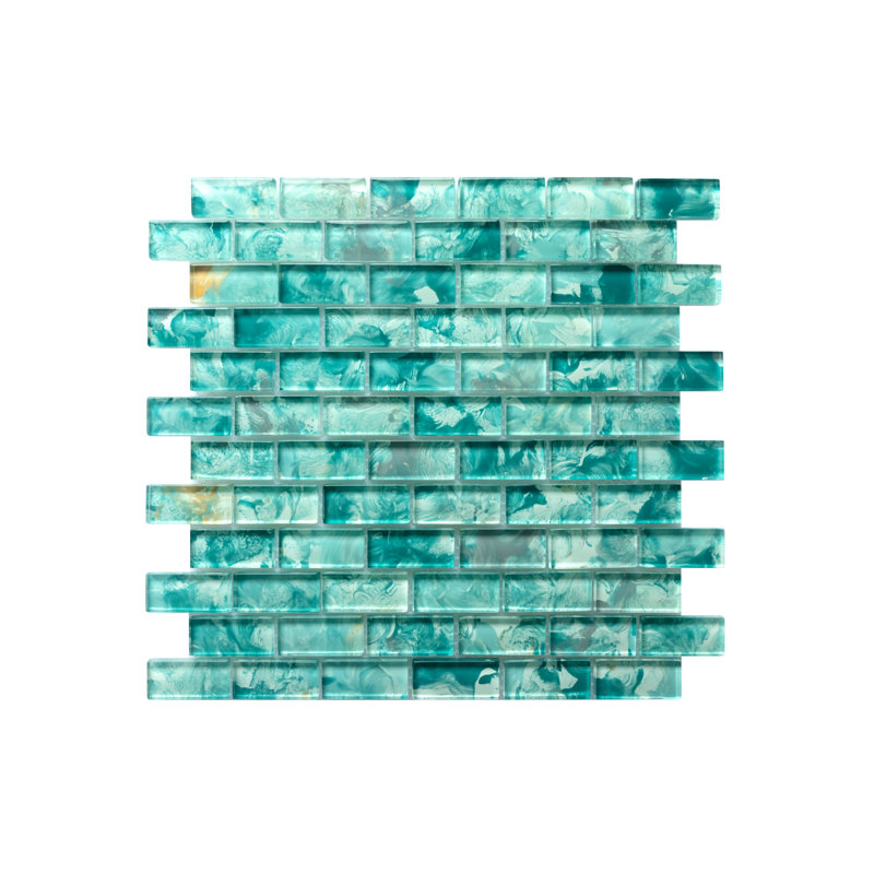 Swimming Pool Series 1" x 2" Straight Edge Glass Mosaic Tile, Caribbean Teal
