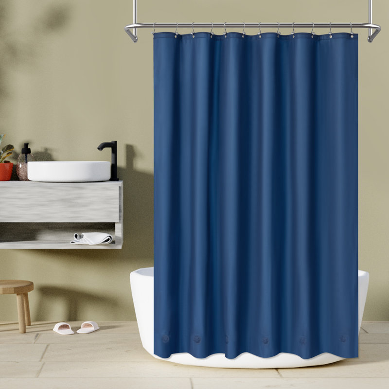 Adriaan Waterproof PEVA Shower Curtain Liner with Weighted Hem, 72"H x 72"W, Navy