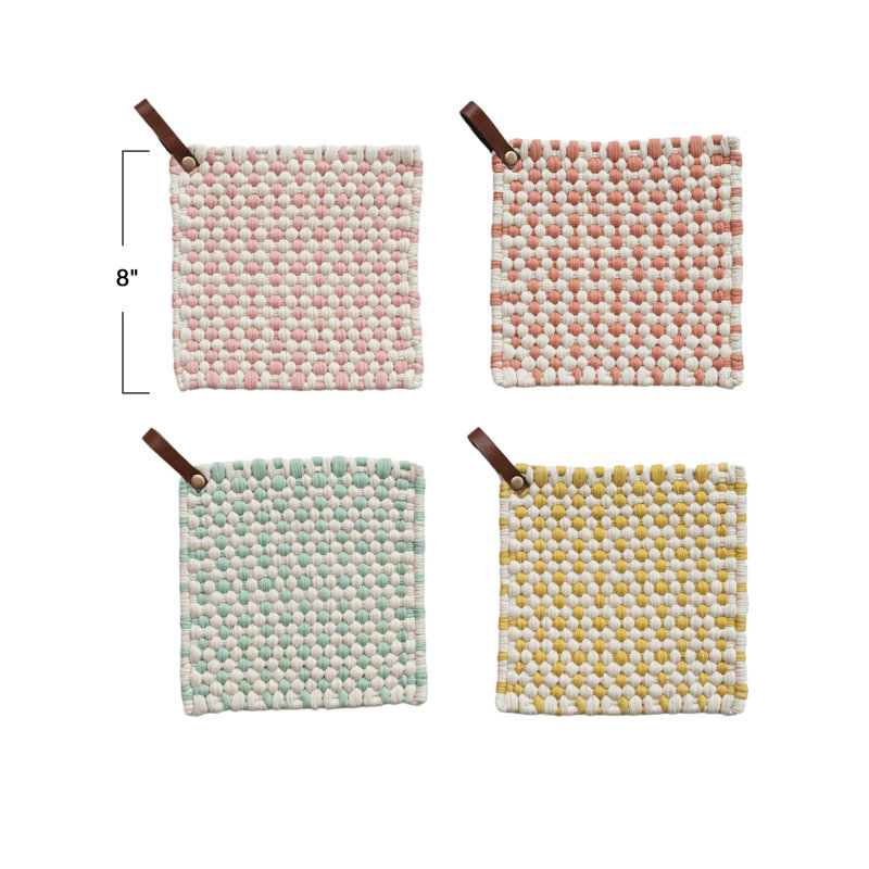 Ensemble de poignées en coton Creative Co-Op, Red/Pink/Green/Yellow
