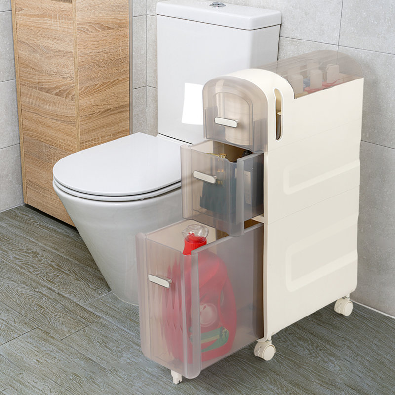 Rayla Plastic / Acrylic Freestanding Bathroom Shelves, White/Transparent