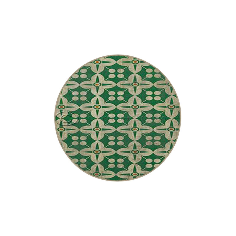 Green Cream Floral Diamond Patterned Traditional Woven Base Washable Carpet, Rectangle 4'8" x 6'7"