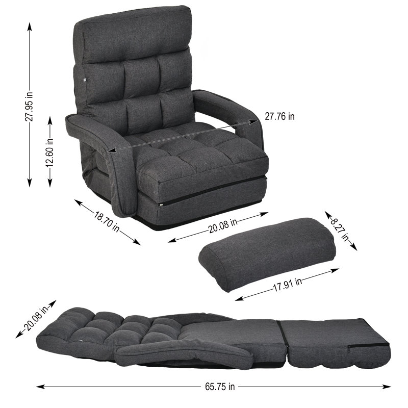 Chaise longue à accoudoirs encastrés Roger, Microfibre gris anthracite