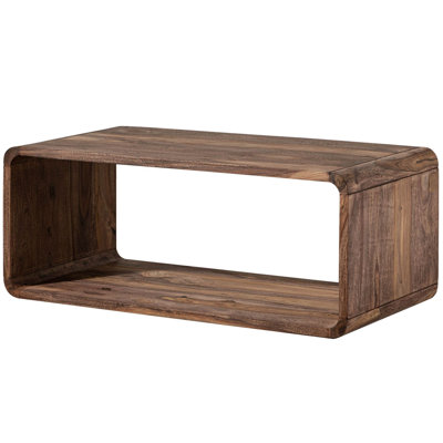 Solid Wood Floor Shelf Coffee Table with Storage