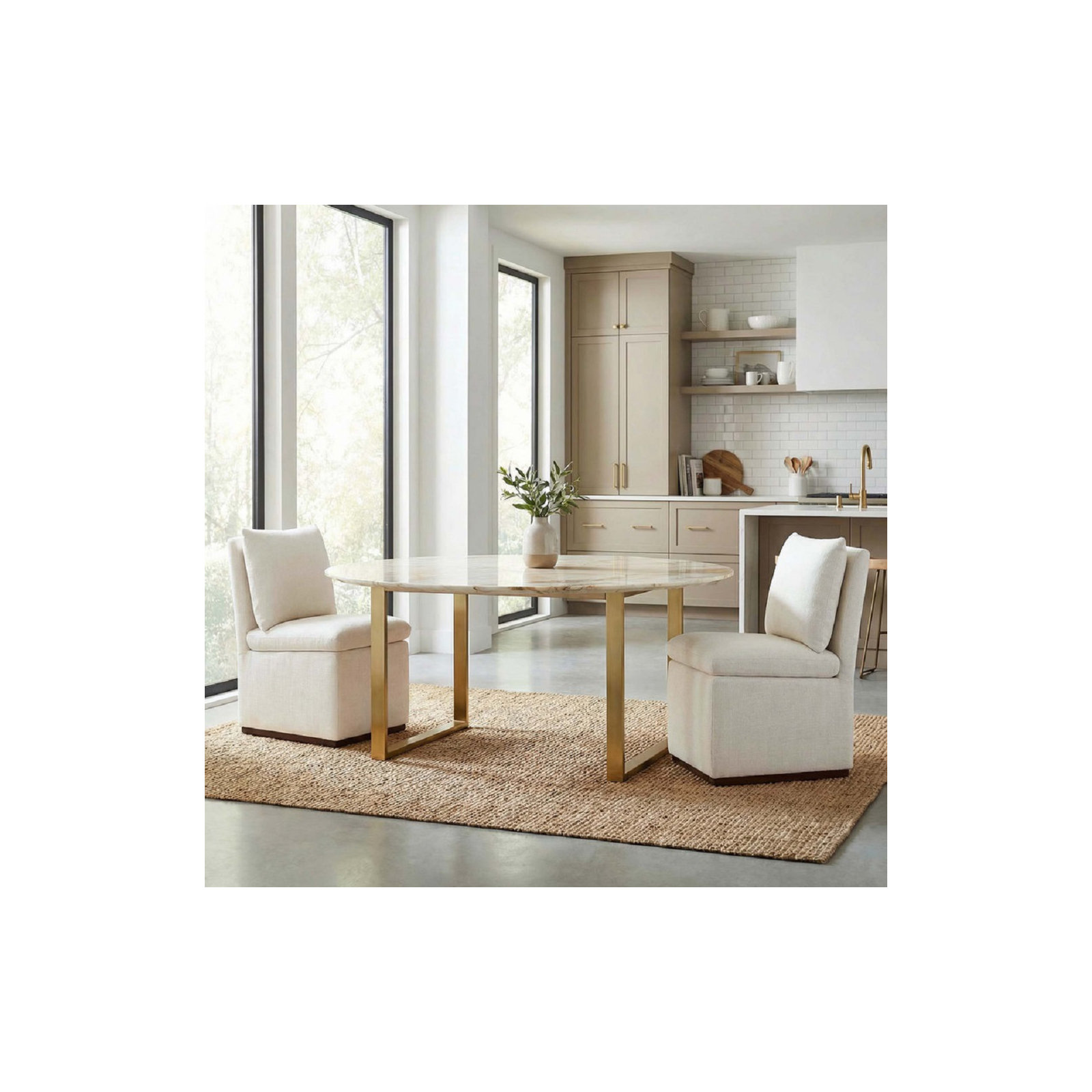 Bobbi Fabric Side Chair Dining Chair, Flannigan Cotton Performance Weave