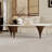55 Inch Irregular Cloud Shaped Sintered Stone Coffee Table, Freeform Curved Coffee Table with Tapered Legs, Organic Living Room Center Table-1960550476