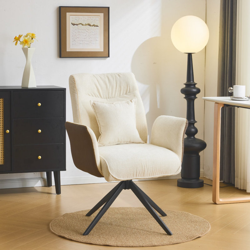 Chaise de bureau pivotante en queue d'aronde 28,3 po Chenille, Blanc