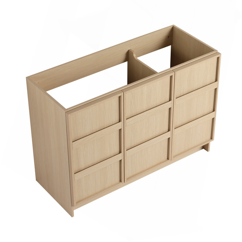 Meuble-lavabo autoportant 48 po et 3 portes d'armoire à fermeture en douceur, contreplaqué, chêne Dune, Oak