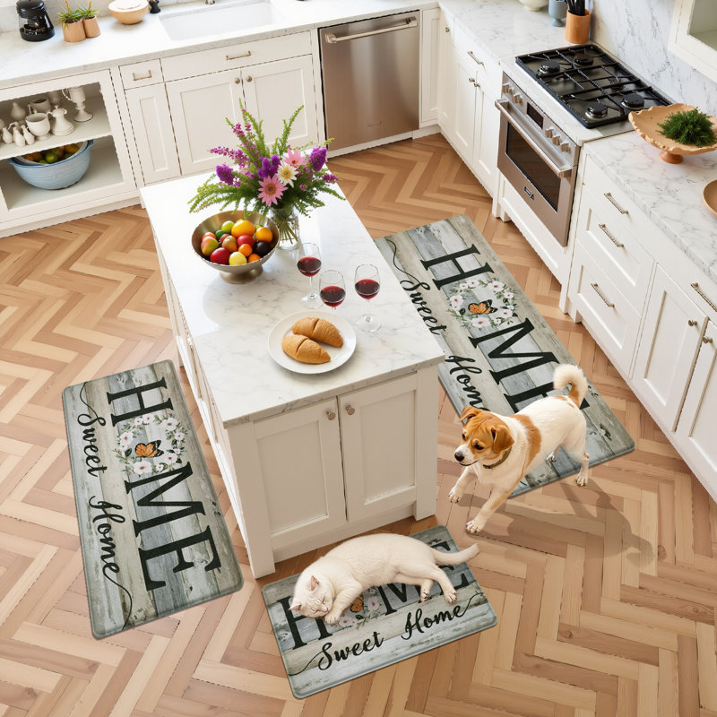 Ensemble de 3 tapis de cuisine Farmhouse, Gris