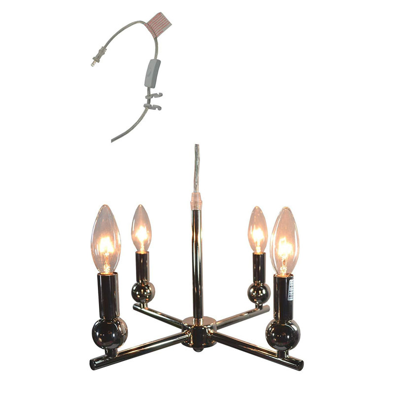 Style bougie classique/traditionnel 4 lumières lustre Anwen, Nickel poli