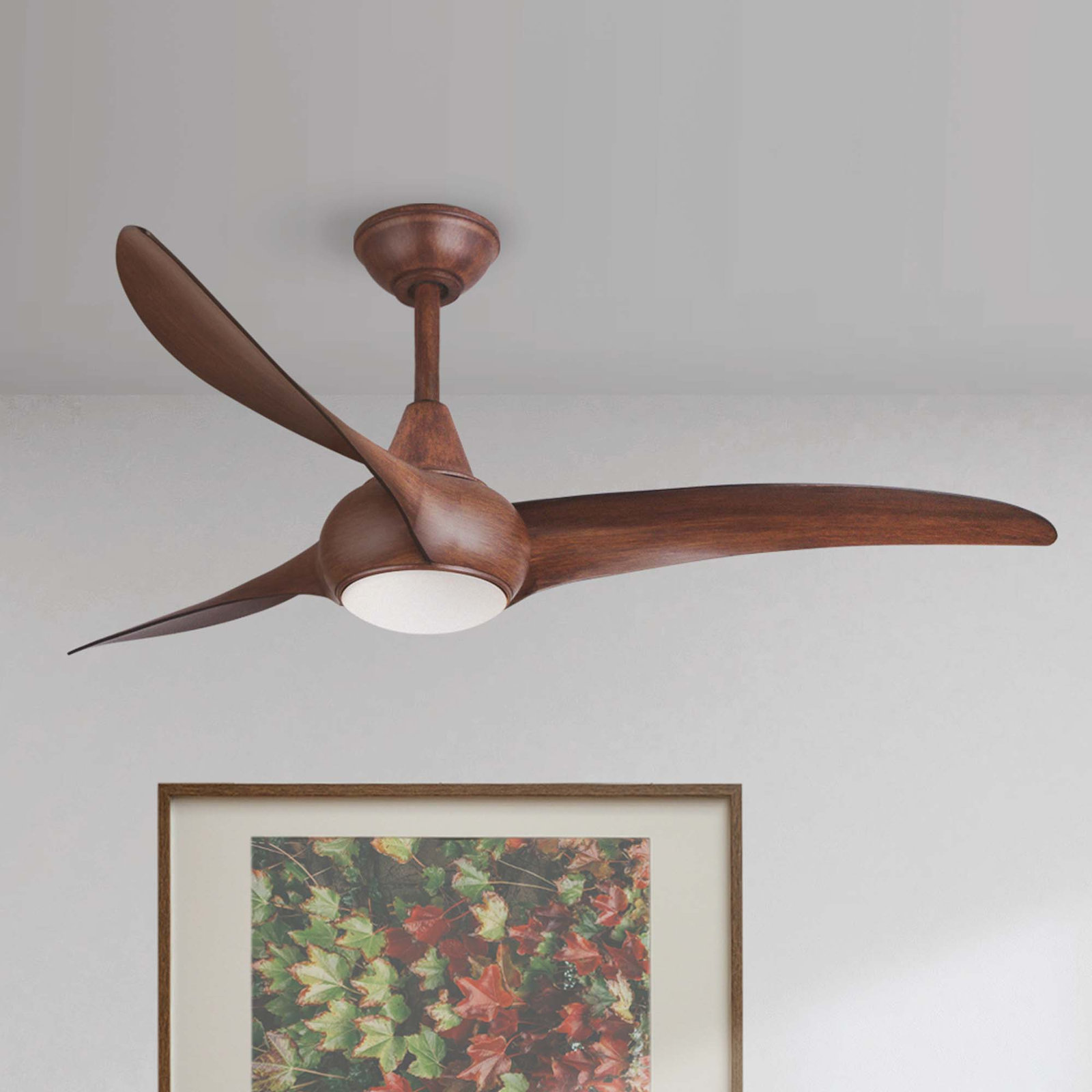 52" Wave 3 - Blade LED Propeller Ceiling Fan with Remote Control and Light Kit Included, Distressed Koa