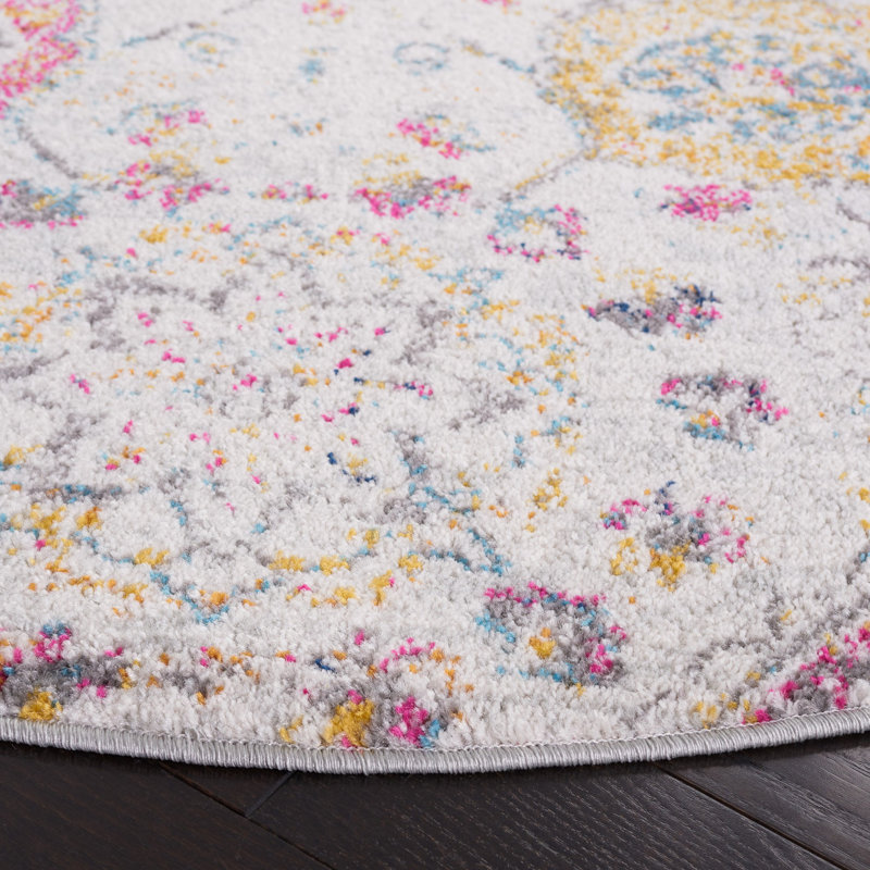 Felty Paisley Area Rug, Square 6'7", Gold/Gray