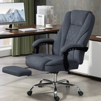 Fauteuil de bureau gris anthracite à massage avec repose-pieds - 6 points de vibration, fonction chauffante, inclinable et réglable, pivotant pour les longues séances de travail