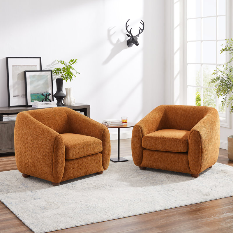Mykel Upholstered Accent Chair, Curry Polyester