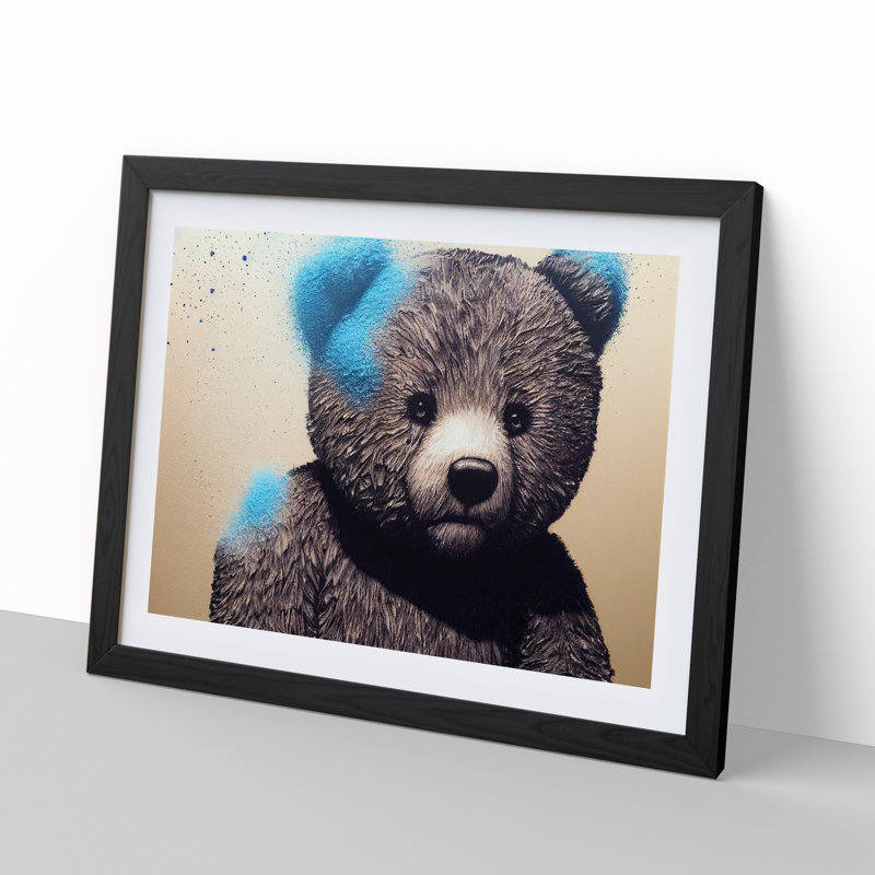 Interesting Teddy Bear - Framed Print, Black, 34cm H x 46cm W x 2cm D