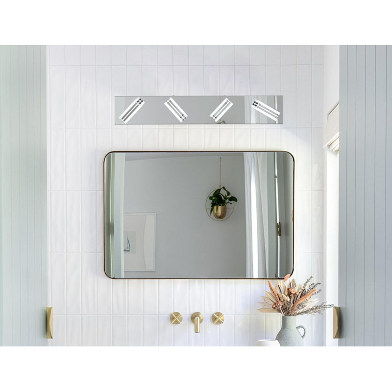 Luminaire en acrylique à intensité variable pour salle de bain à 4 lumières DEL (gradateur non inclus), Chrome