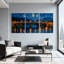 Abstrait nuit étoilée, pont, réflexion, ensemble de 3 impressions sur toile-939581857