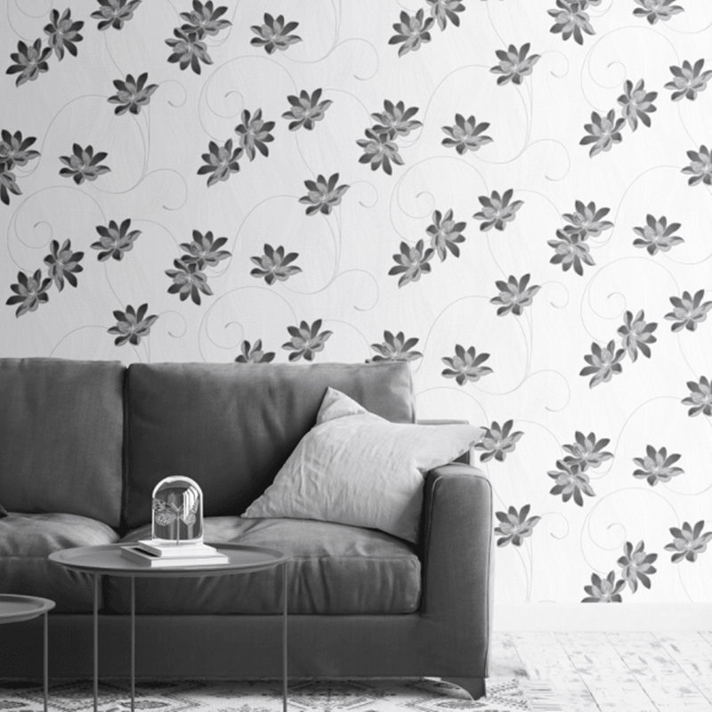 Alime Slate 10m x 53cm Textured Glitter Wallpaper Roll
