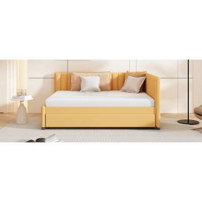 Lit de jour rembourré avec base de canapé-lit sans sommier, tissu en lin