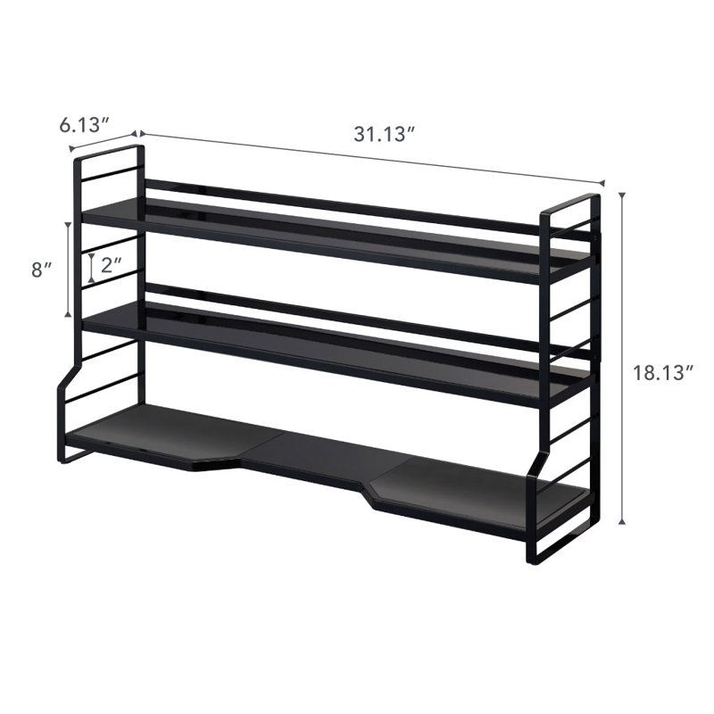 Yamazaki Home Tower Sturdy, Standing Countertop/Stovetop Kitchen Shelf/Kitchen Rack/Spice Shelves - Steel, Black