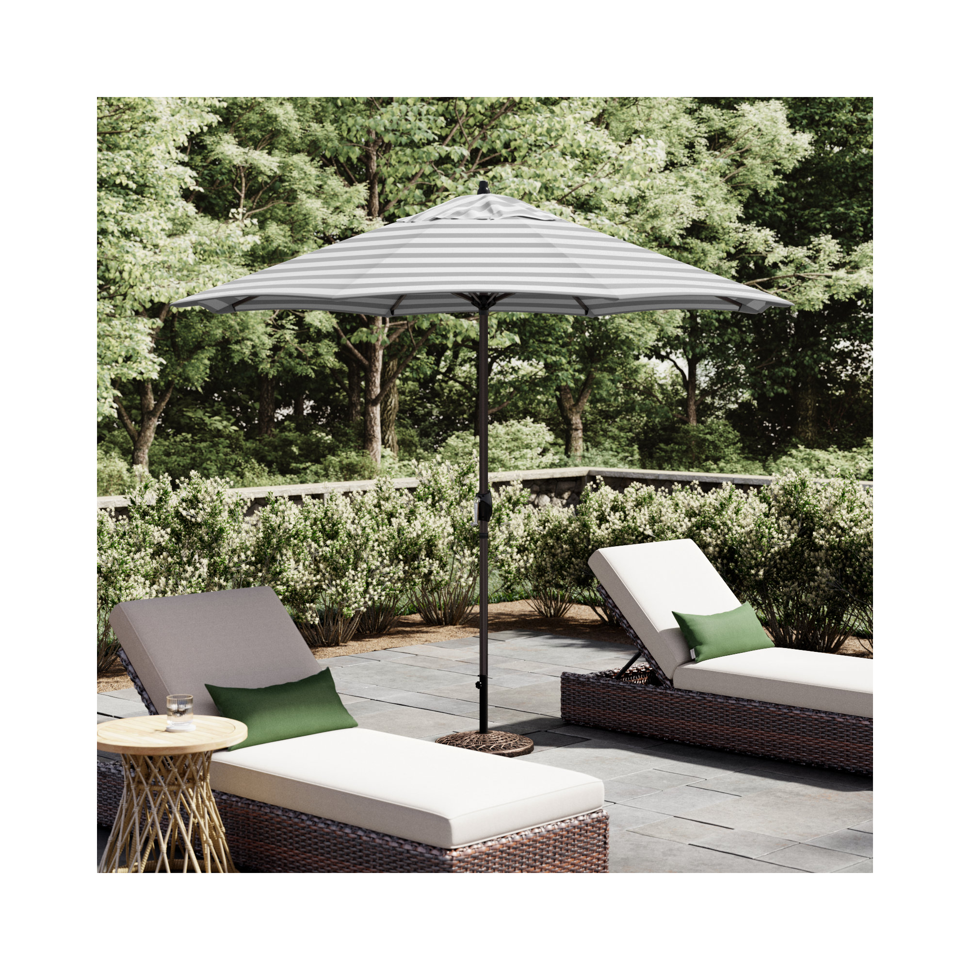 Stevie 108'' Outdoor Umbrella, Gray White Cabana Stripe