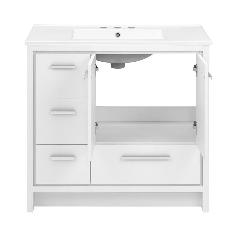 Virage 36 Freestanding, Bathroom Vanity, White, Matte Black, Single