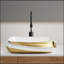Lavabo vasque moderne en céramique de 24 po x 17 po avec rebord doré pour un meuble-lavabo élégant et une installation facile