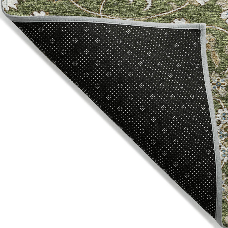 Tapis intérieur / extérieur marocain 8 pi x 10 pi vert olive brun et ivoire lavable