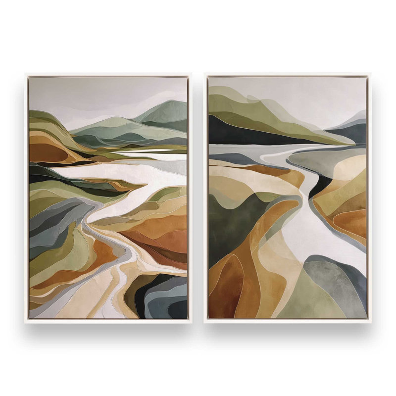 Golden Valley, ensemble de 2 impressions, 30 po x 20 po, Opaque White Floater Frame