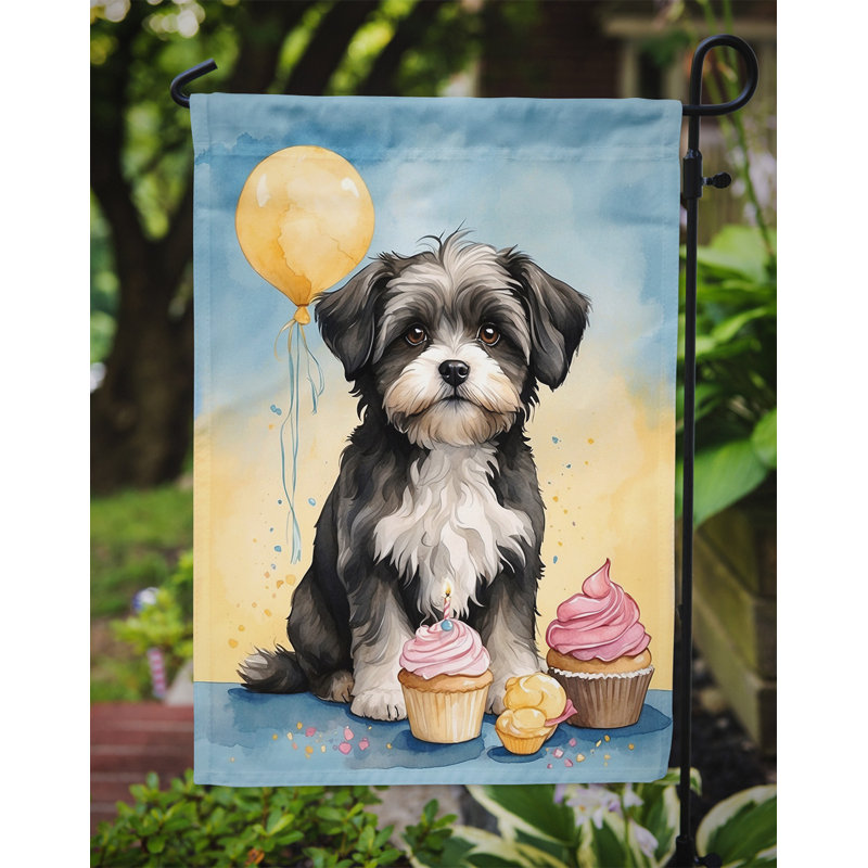Drapeau de jardin «Happy Birthday», Bichon havanais